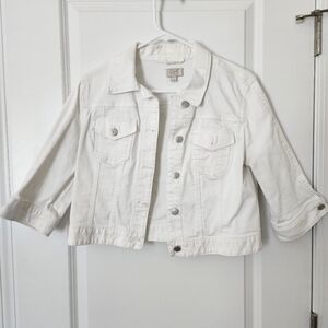 Loft White Cropped Jean Jacket - Medium